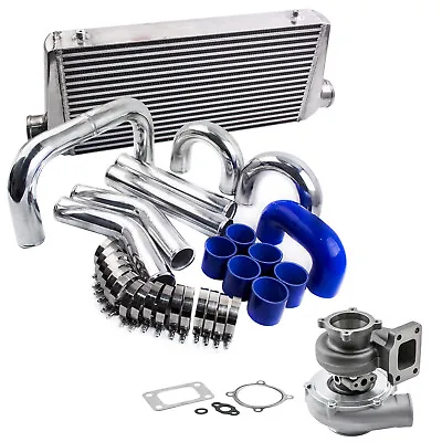 Universal GT35 GT3582 Anti Surge Turbocharger .63 + 3  Intercooler + Piping Kit • $673.99