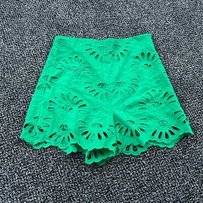 £18 • Buy Zara High Waisted Embroidered Green Shorts, New With Tags. Size Small
