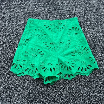 £18 • Buy Zara High Waisted Embroidered Green Shorts, New With Tags. Size Small