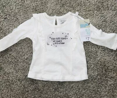 Baby Girl 0-3 Months Long Sleeve Summer Thsirt Primark New With Tags • £0.99