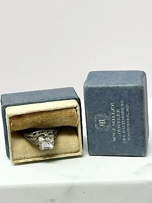 Antique Sterling And Glass Art Deco Pinkie Ring In Original Box Size 3.5 • $64