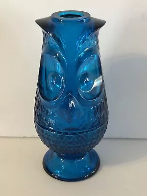 Vintage Viking Glass Bluenique Owl Fairy Light 7.25  • $230