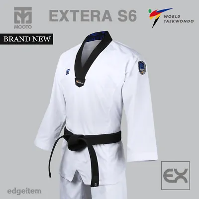 MOOTO EXTERA S6 Uniform (Black V NECK) WT Lightweight TKD Kyorugi Fighter Dobok • $99.90