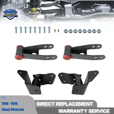 4  Rear Drop Kit Shackles & Hangers For 88-98 Chevy Silverado GMC 1500 Truck • $98.44