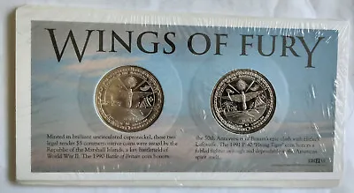 1990 Wings Of Fury - Marshall Islands - Two $5 Coins- Battle Of Britain WWII NEW • $20