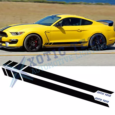 Black Pre-Cut Side Skirt Door Stripe Decal Sticker For Ford Mustang 2015-2023 • $24.97