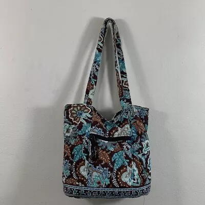 Vera Bradley Bucket Tote Womens Medium Retired Java Blue Floral Quilted Purse • $19.19