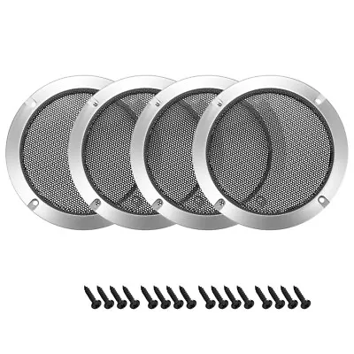 4pcs 3  Speaker Grill Mesh Decorative Circle Woofer Guard Protector Cover Silver • $13.05