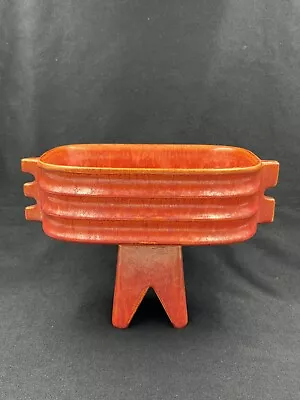 Japanese Red Toyo Ikebana Modernist Footed  Pottery Vase  6 1/4  High #Pm • $175