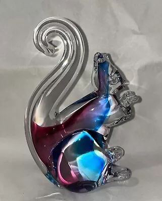 Murano Italy Signed Blue /Burgundy Squirrel Figurine  Milfiori Eyes • $44.99