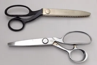 2 Zig Zag Fabric Pinking Shears Scissors Black & Silver WISS CB9 & Canary CHEAP! • £9.63