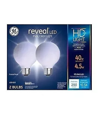 LED Reveal Globe Light Bulbs G25 Frosted Pure White 290 Lumens 4.5-Watts • $17.99