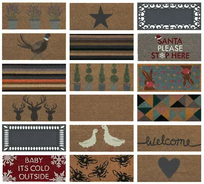 All Creations 23x53cm Pattern Designs Coconut Coir Inset Door Floor Mat Novelty • £13.19