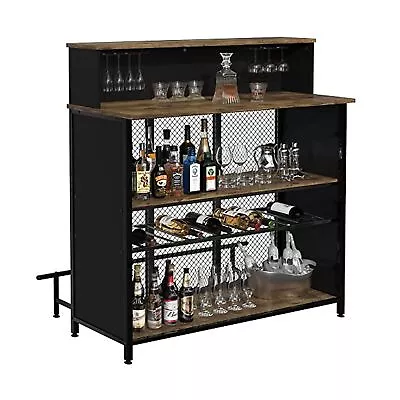 GDLF Home Bar Unit Mini Bar Liquor Bar Table With Storage And Footrest For Ho... • $165.99
