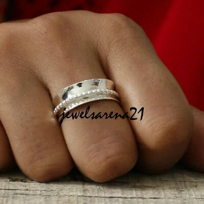 £8.36 • Buy Spinner Ring 925 Sterling Silver Ring Spin Meditation Ring  Anxiety Ring BFC64