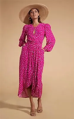 Dancing Leopard Women's Mabel Midaxi Mock Wrap Dress Polka Dot Print Outfit • £34.50