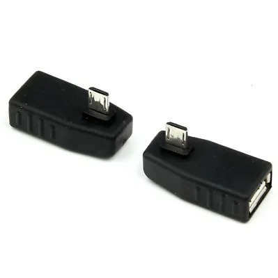 2 Pcs 90 270 Degree Micro USB OTG Right Angle Angled Male Plug To Female Adapter • £3.50