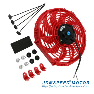 $25.99 • Buy Universal 12V Engine Cooling Fan Slim Pull Push Racing Electric Radiator Red 12 