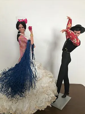 Vtg 1960s Set Of 2 Marin Chiclana Spanish Woman & Man Dancer Flamenco Dolls • $48.80