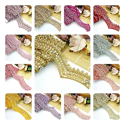 1 Yard Scalloped Colourfull Lace Embellishment Stone Pearl And Kundan Sew On • £6.99