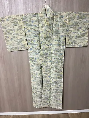 Japanese Kyoto Kimono Yukata Height60.62inch Width22.44inch Green Used • £58.13