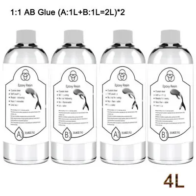 4L Bulk Resin 1:1Ratio Crystal Clear Epoxy AB Liquid Kit DIY Craft Resin Art AU • $123.48