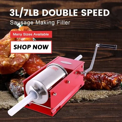 Hakka 3L Sausage Stuffer 2 Speed Horizontal Meat Press Maker Filling Machine • $121.09