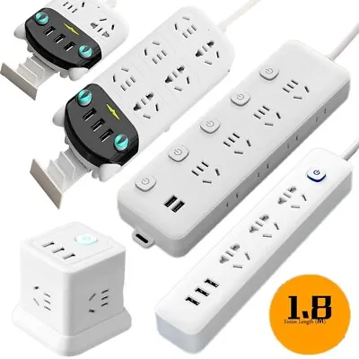 USB Charging Power Board 3/4/6 Way Outlet Socket Strip Surge Protector 1.8M Cord • $20.49