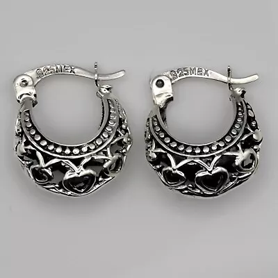 Taxco Mexico 925 Filigree Dark Finish Earrings Mexican  • $40