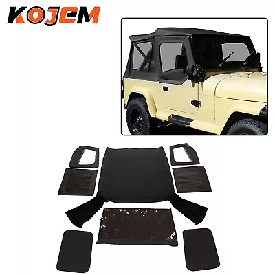 For 1987 1988-1995 Jeep Wrangler YJ Soft Top Sailcloth Black  W/ Plastic Windows • $178