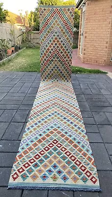 Handmade Afghan Hallway Runner Kilim 490 X 82 Cm Persian Tribal Rug Wool Kelim • $487.50