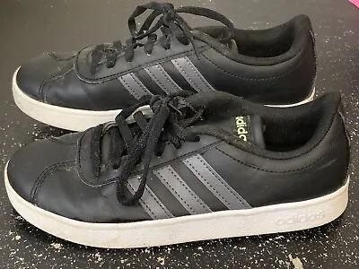 $19 • Buy Adidas SUPERSTAR FOUNDATION Size US 3 Black With Grey Stripes Youth Shoes