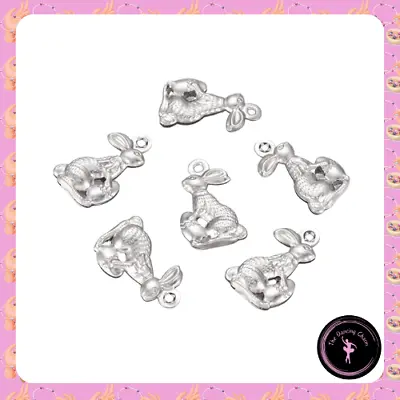 Pack 10 Silver Easter Bunny Metal Charms Craft Jewellery Making • £2.95