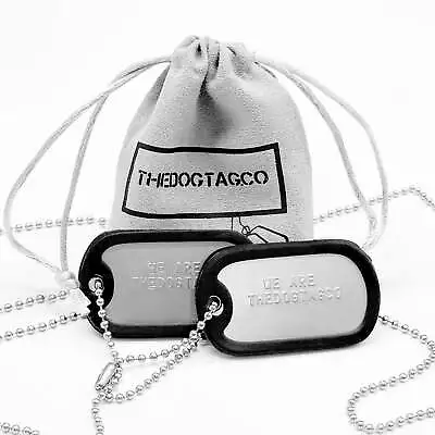 U.S DOG TAGS PAIR SET PERSONALISED Military Army Stainless Steel CUSTOM NECKLACE • £7.49