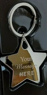 Engraved Gift Star Shape Keyring Personalised Love Heart Key Chain Key Fob • £4.59