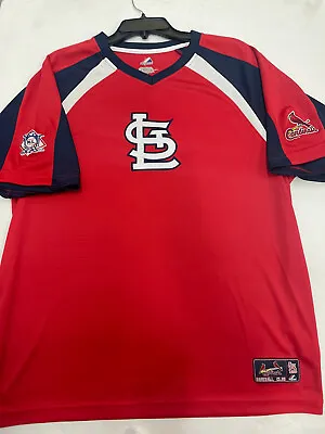 St Louis Cardinals Yadier Molina V Neck Majestic Men’s Shirt Large MLB New Sewn • $16.99