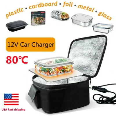 Portable Electric Hot Heated Heating Lunch Box 12V Car Microwave Oven Lunch Bag • $20.99