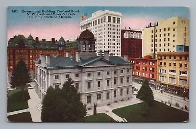 Government Building Hotel NW Bank Meier Frank DB Portland Oregon Postcard • $5.80