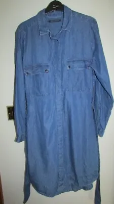 £2.99 • Buy Ladies Blue Denim Button Up Dress From M&S Size 14