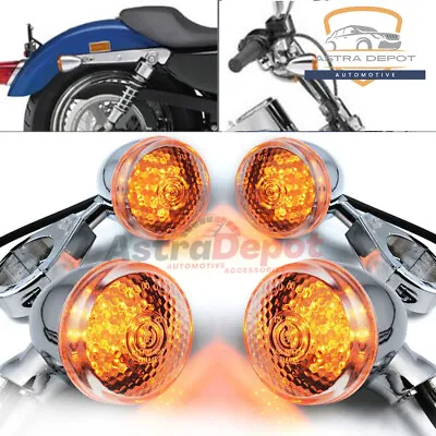 4x Motorcycle LED Turn Signal Light 41mm Front Rear Fork Clamp Chrome For Harley • $30.98