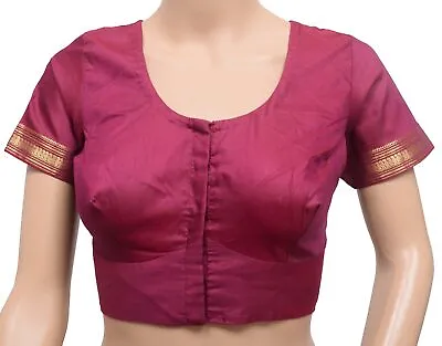 Sushila Vintage Maroon Size 34 Stitched Sari Blouse Cotton Silk Woven Choli Top • $19.99