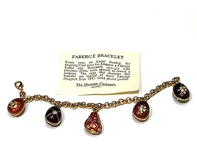 Faberge 5 Egg Bracelet The Museum Company Gold Plated Pewter Jewel Tones • $77