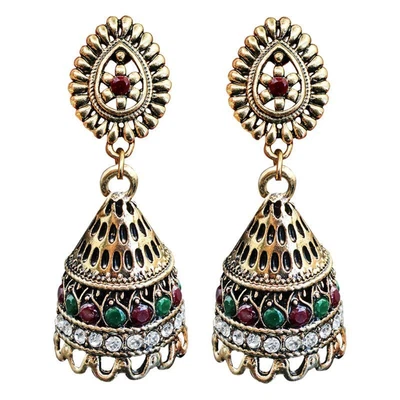 $13.64 • Buy Jhumka Jhumki Drop Earrings Indian Bollywood Gypsy Oxidized Plated Gold Earrings