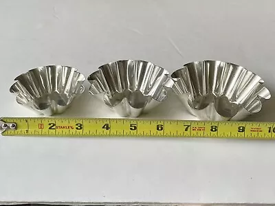 3 Fluted Brioche Jell-o Mold Metal Tin Tart Pans Heavy Made In France • $9.59