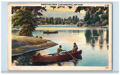 1951 Boat Scene Greetings From Lake Mahopac New York NY Vintage Posted Postcard • $14.98