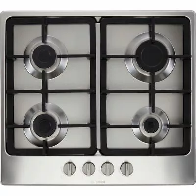 Bosch PGP6B5B90 Series 4 Built In 58cm 4 Burners Stainless Steel Gas Hob • £269