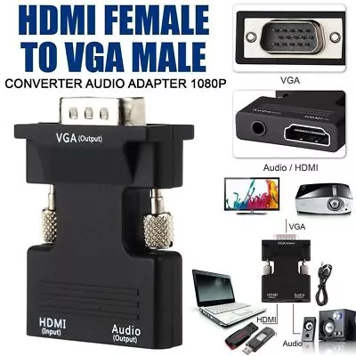 VGA Male HDMI To VGA Cable Audio Adapter HDMI Female HDMI-compatible Converter • $8.42