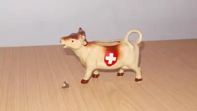 AK101:  Swiss Flag Creamer Cow Cream Milk Jug • £4