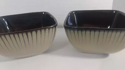 Threshold Bamboo Stoneware Set Of 2 Square Bowls Tan Brown • $12