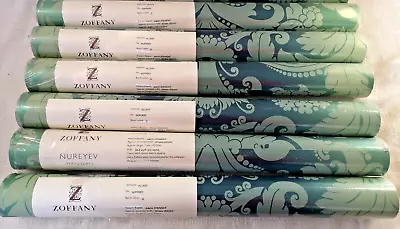 ZOFFANY NUREYEV Wallpaper Villiers X 6 Rolls SAME BATCH Nup01001 G Damask Stripe • £300